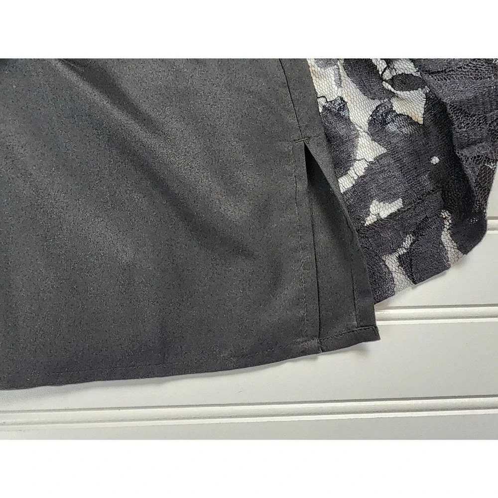 LOFT‎ Womens 4P Black Lace Mini Skirt Petite Lined Fit Flare Cocktail